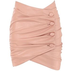 House of CB Blush Vegan Leather Skirt with Button Detail